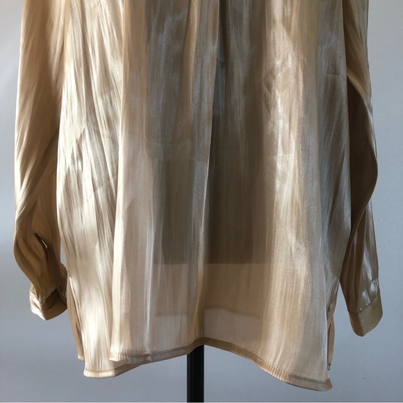 Women’s Vince Camuto Long sleeve Latte sheer blouse size M - Picture 4 of 14